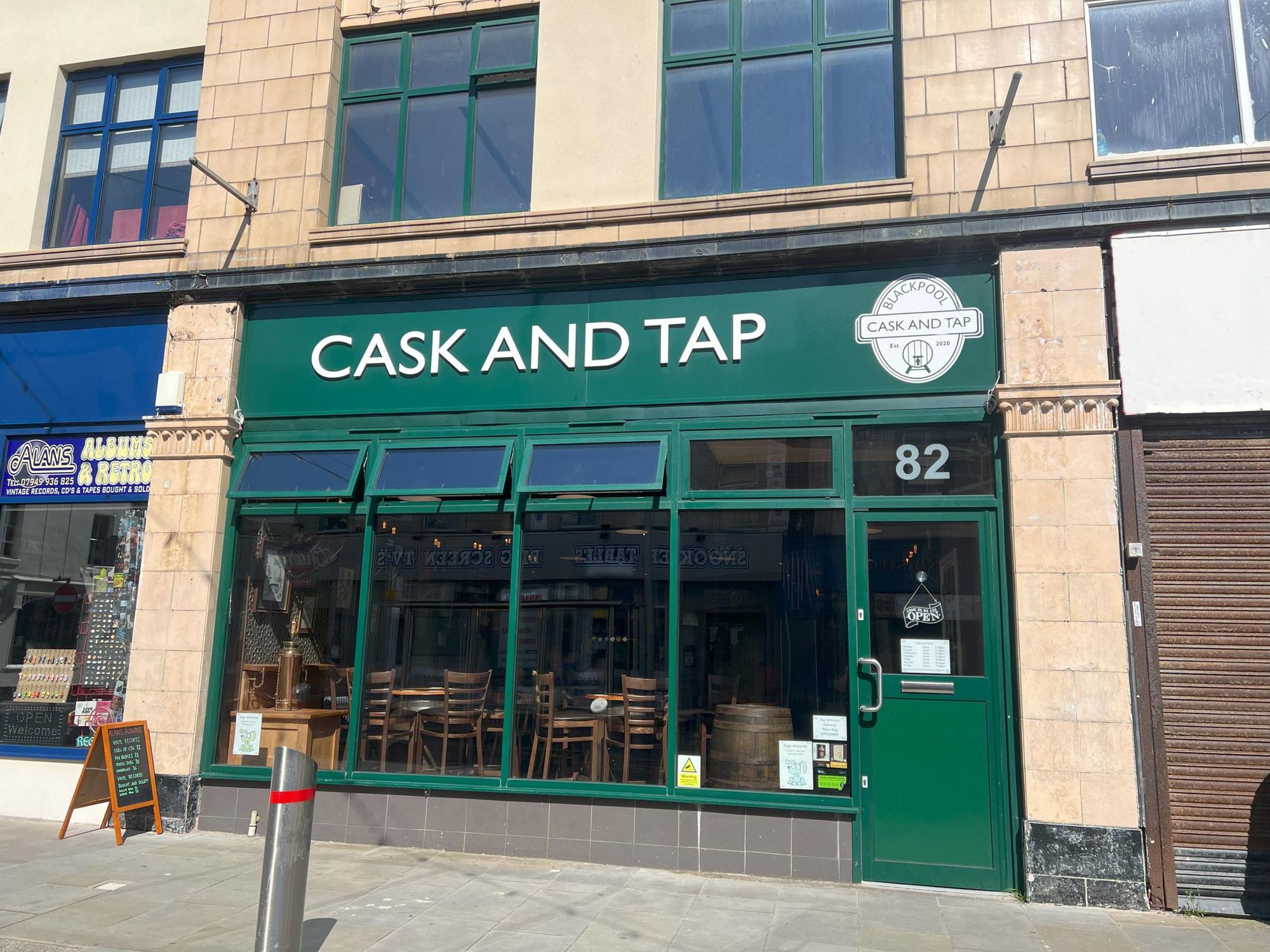 Cask and Tap micropub frontage on Topping Street in Blackpool