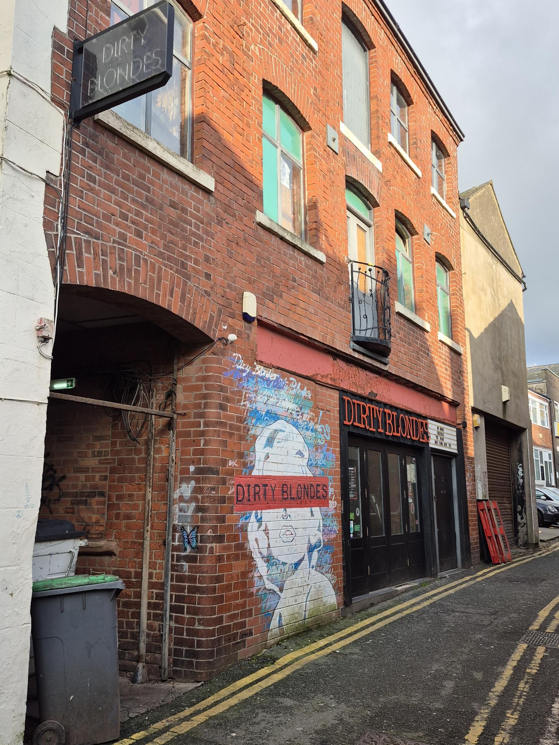 Dirty Blondes bar exterior on Back Church Street in Blackpool