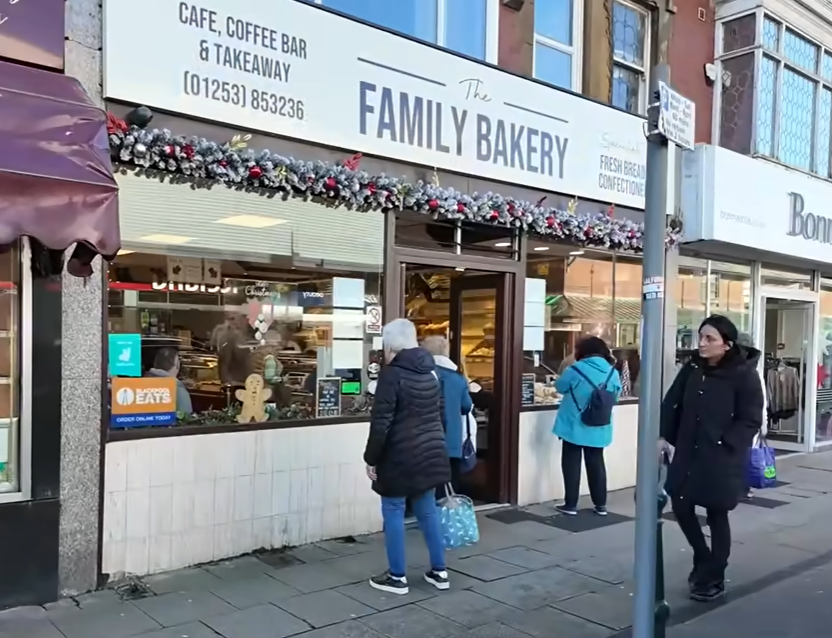 Family Bakery shopfront on Victoria Road West in Cleveleys