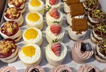 Cheesecakes and cafe counter at Fig and Olive Lytham