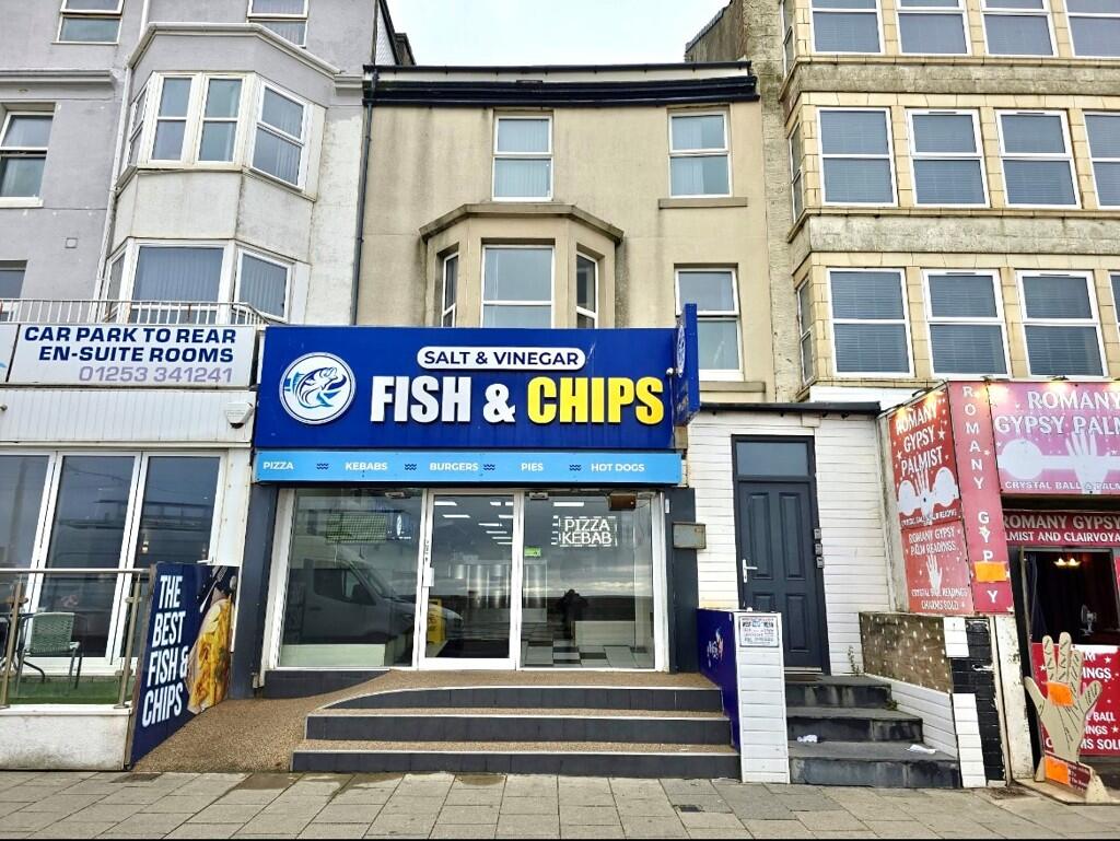 Salt and Vinegar fish and chips shop on Blackpool Promenade