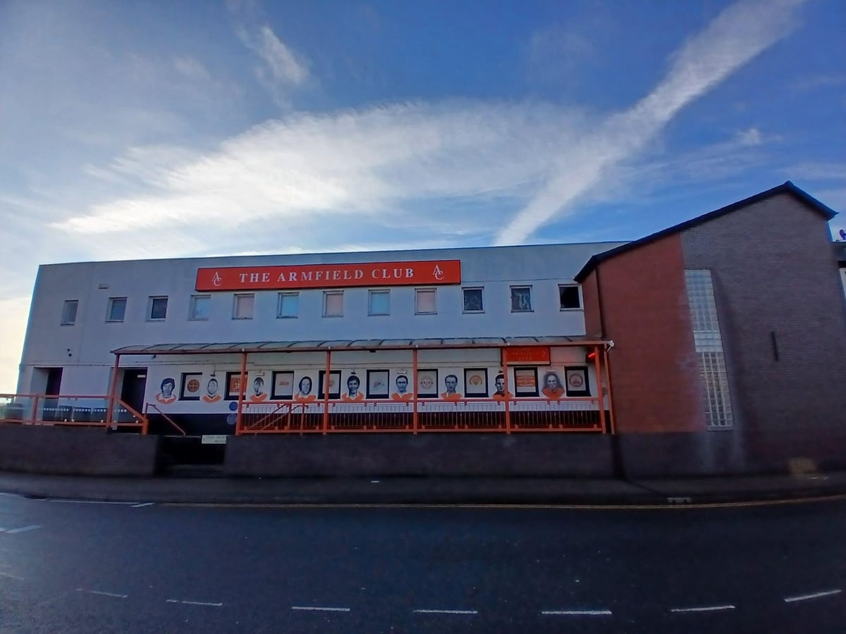The Armfield Club exterior on Bloomfield Road in Blackpool